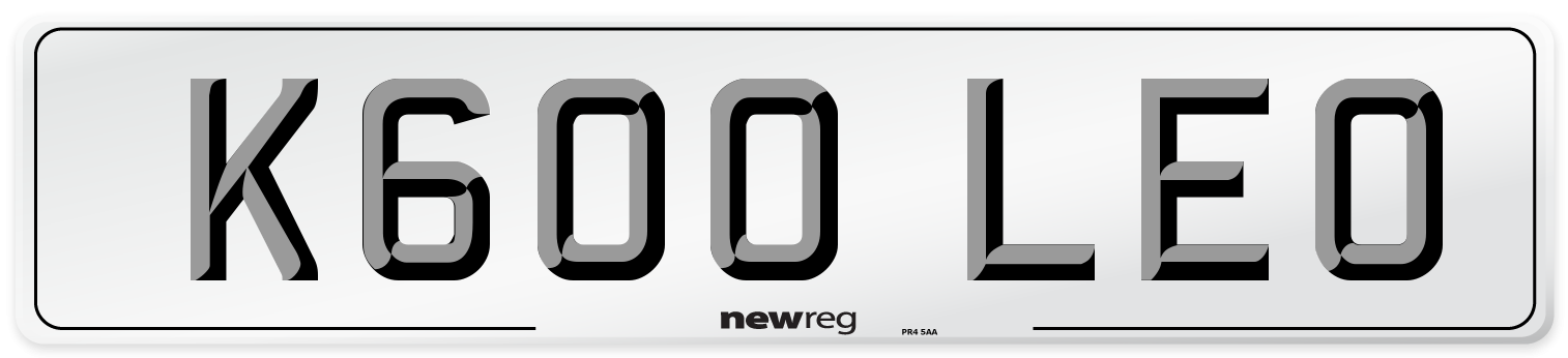 K600 LEO Number Plate from New Reg